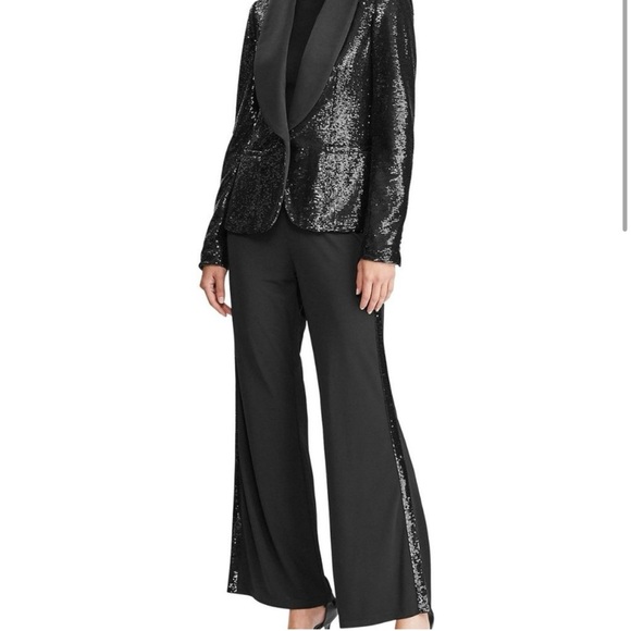 Ralph Lauren Women’s Sequin Single Breast Lined Heavy Blazer Jacket Size 6 - Picture 2 of 16